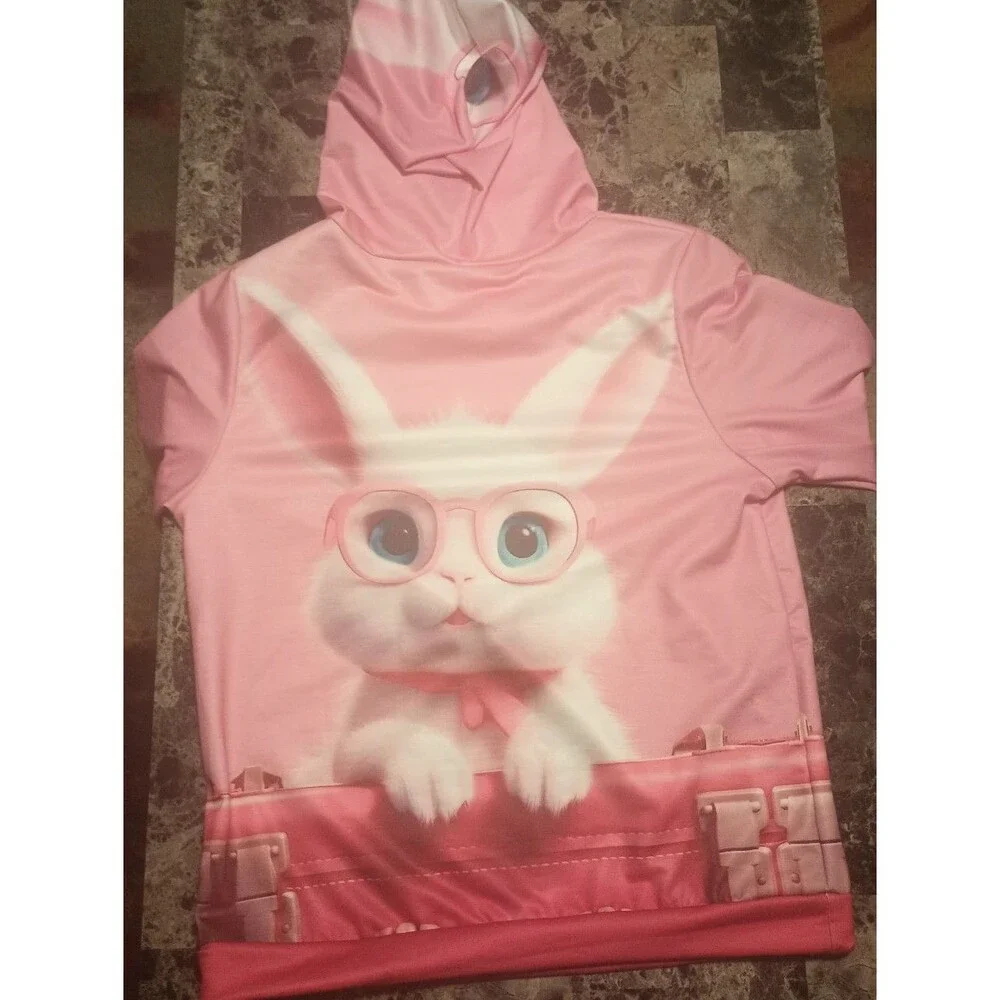 Pink bunny graphic hoodie kid's girls 9/10